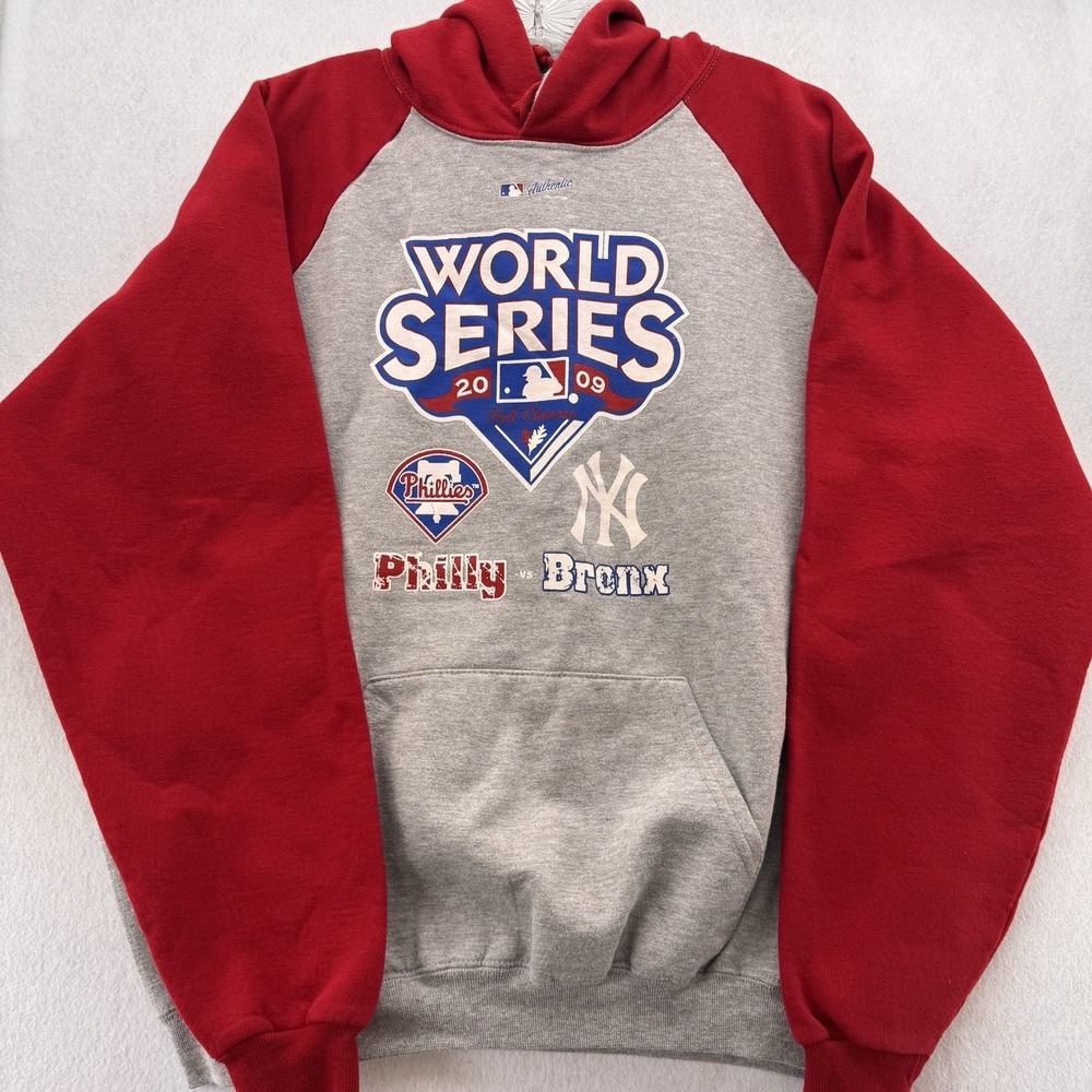 b new york Red and Gray World Series Sweatshirt